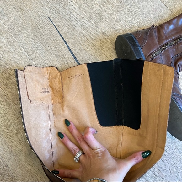 Genuine leather brown intricate knee high boots - Picture 11 of 12